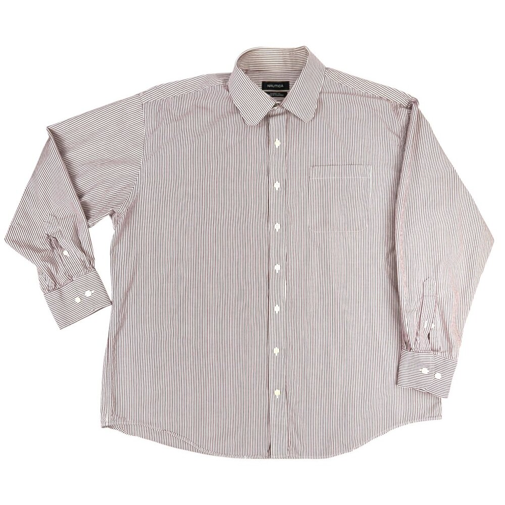NAUTICA Classic‎ Fit Striped  Long Sleeve Red/White Dress Shirt 18 34/35